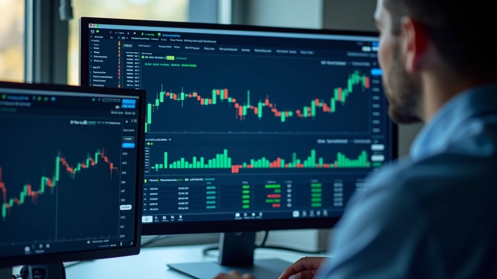 Computer screen showing backtesting software with historical price charts and performance statistics displayed