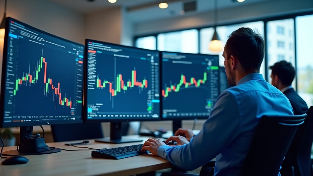 Modern trading workspace with analytical setup and market data displays