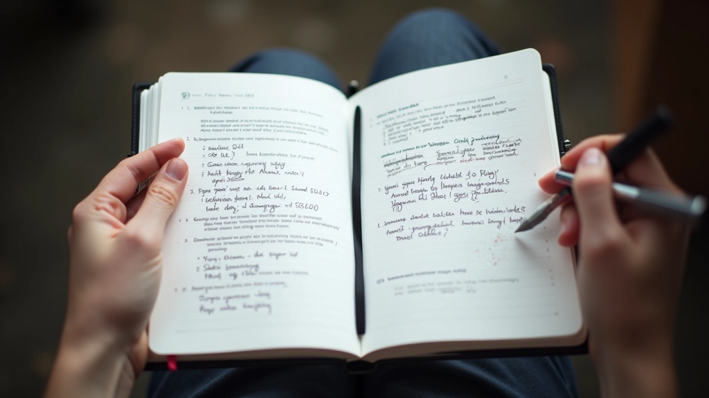 Trading journal pages with crossed out entries and revision notes showing refinement process