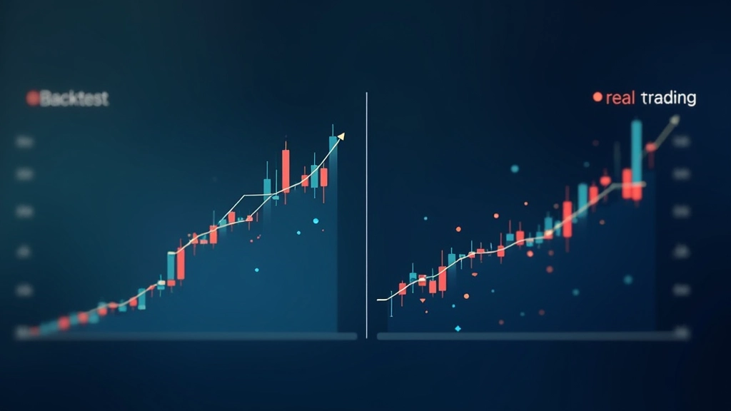 Charts showing overfitted trading strategy that performs perfectly on historical data but fails on new data